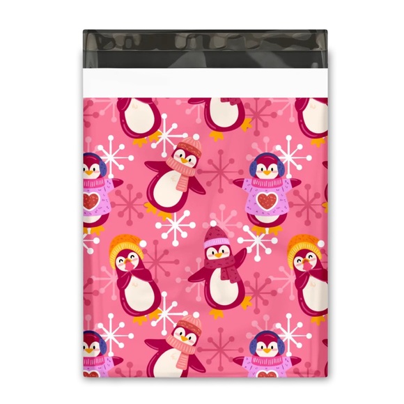 Pink Penguin 🐧 Friends Poly Mailers 10x13 Pack of 25 - Picture 3 of 6